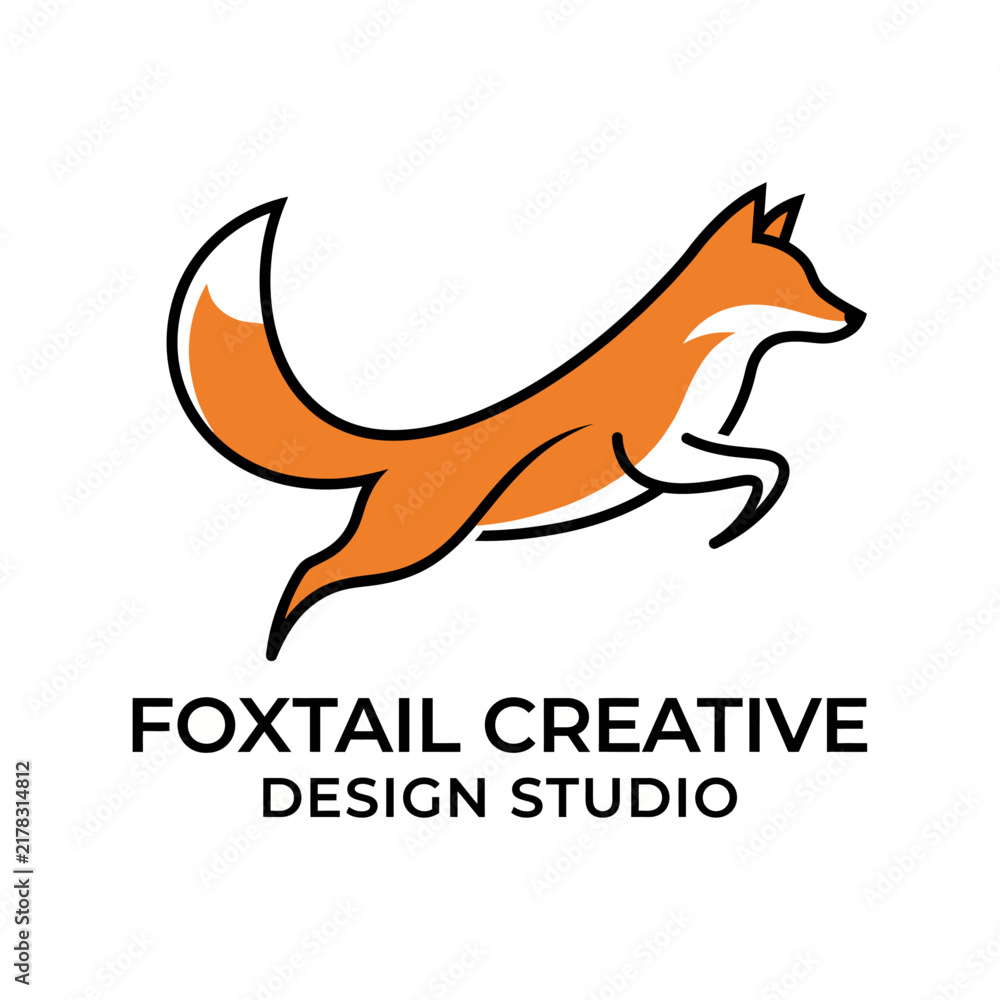 Obraz premium This eye-catching logo showcases a jumping fox, embodying creativity and agility, perfect for a design studio that values clever and innovative ideas.