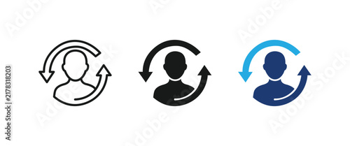 Customer retention user sync refresh circular arrows vector icon set