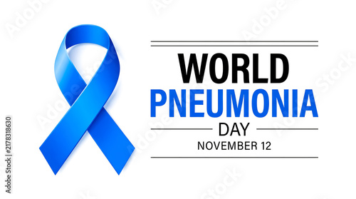 World pneumonia day is recognized with a blue awareness ribbon on a white background symbolizing health hope and global support