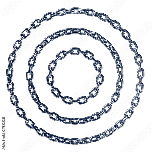 Iron Chains in a Circle Shape isolated on White Background. 3D illustration