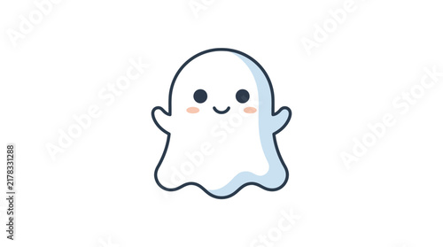 Friendly white ghost character for Halloween celebration.