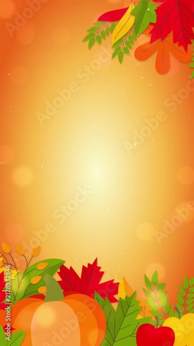 Thanksgiving Background with Autumn Leaves and Warm Golden Glow
