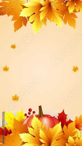 Thanksgiving Background with Autumn Leaves and Harvest Decorations