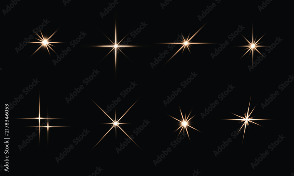 Fototapeta premium Golden sparkle light effect. Ethereal White Glow - Sparkling Fantasy Light with Luminous Twinkling Stars and Glitter Effects, 