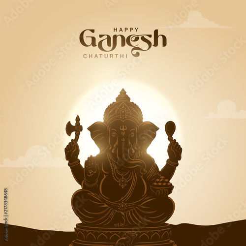 Happy Ganesh Chaturthi social media banner design with Lord Ganesh Vector. Lord Ganpati on Ganesh Chaturthi background. abstract vector illustration design background. 