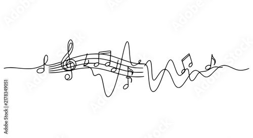 Bild auf Leinwand Abstract Music Notes Wave Line Art Isolated