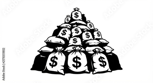 Foto pyramid pile of money bags