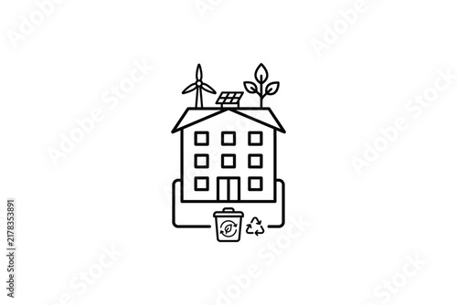Eco Friendly House With Solar And Wind Energy.