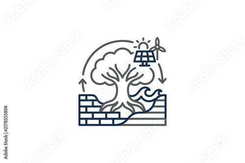 Eco Friendly Tree With Solar Power Icon.