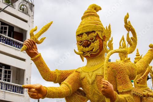 Photography Buddhist Lent tradition, a beautiful display of wisdom, beeswax candles create art as a Buddhist offering