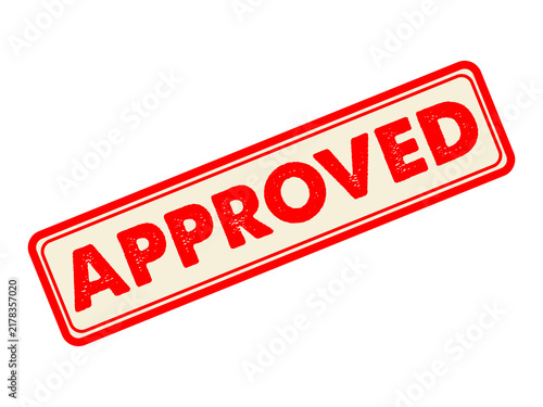Approved rubber stamp design on light background
