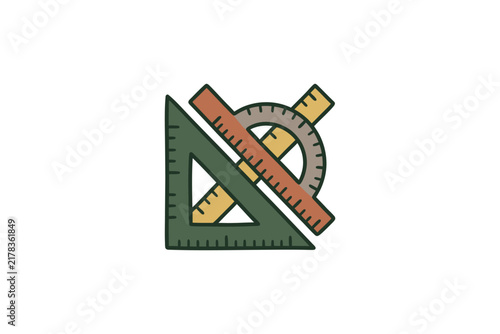 Colorful geometry drafting set square ruler icon.