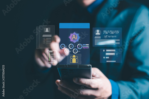 AI-Powered Recruitment and Human Resources Management Concept with Digital Candidate Screening and Employee Data Analytics