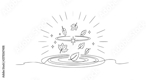 Autumn Leaves Portal Portal Magic Effect Line Art Isolated Transparent Background