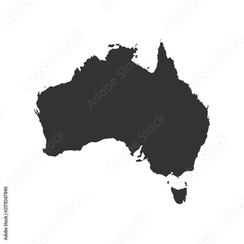 Tapety artystyczne Australia Map Silhouette, Vector Shape Isolated