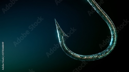 Sharp Fishing Hook Symbolizing Online Phishing Threat