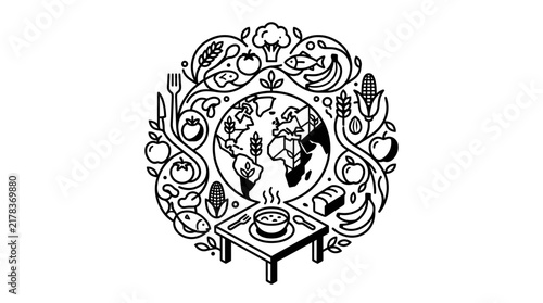 Detailed global food ecosystem and sustainable nutrition circle