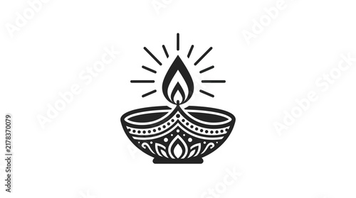 Detailed Diya icon with intricate lines and light rays.