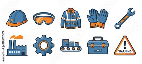 Industrial Worker Vector Icon Set Construction Safety Illustration Bundle