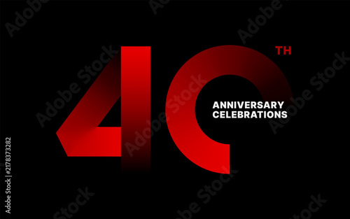 Logo design for 40th anniversary with gradients that into shadow against a black backdrop. Emblem featuring number 40 for the celebration event. 
