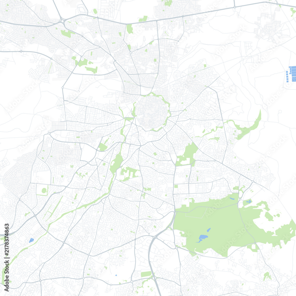 Naklejka premium Minimal vector city map of Nicosia with streets, districts and road network