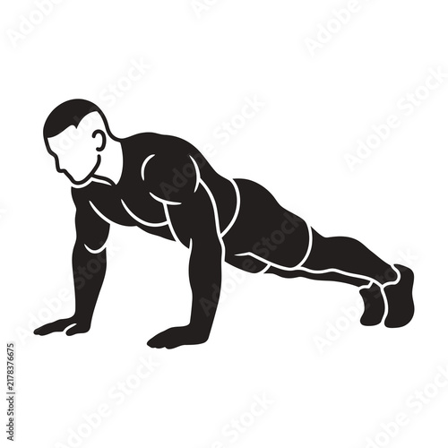 man doing push up exercise in gym fitness routine