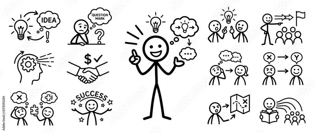 Obraz premium Concept Icons Set: Idea, Success, Teamwork, Strategy