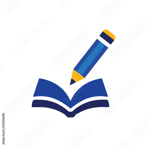 Writing and Learning Education Icon with Pencil and Open Book