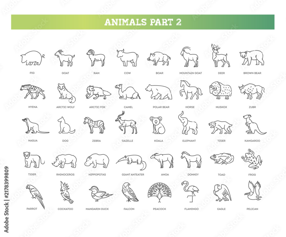 Fototapeta premium Animal icons. Vector icon set