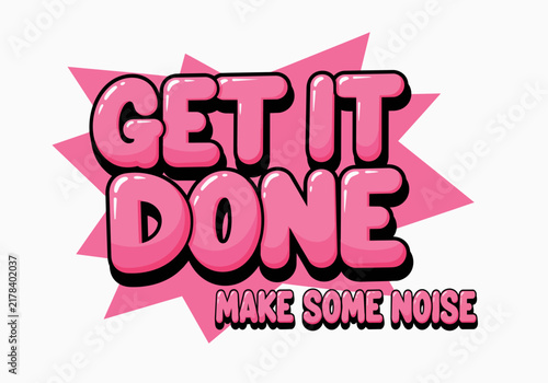 Vibrant pink bubble lettering 