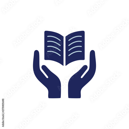 Hands Holding Open Book Education and Literacy Symbol