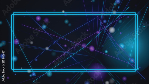Futuristic Neon Cyan Laser Line Geometric Frame Vector Background