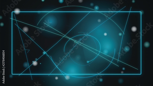 Futuristic Cyan Neon Geometric Circuit Frame Vector Background