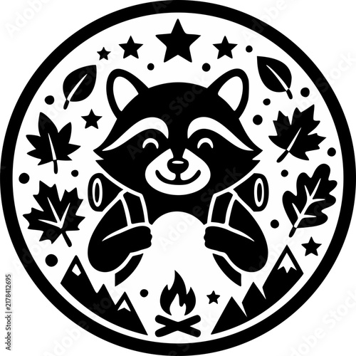 Cute Raccoon Badge Adventure
