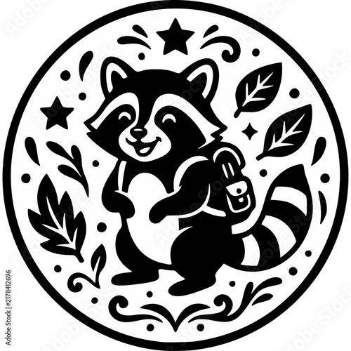 Cute Raccoon Badge Adventure