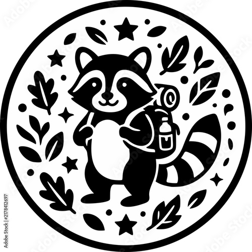 Cute Raccoon Badge Adventure