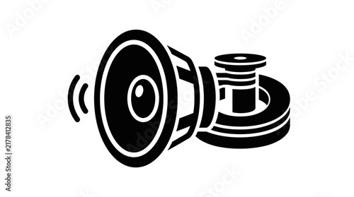Stylized audio speaker and electronic component graphic