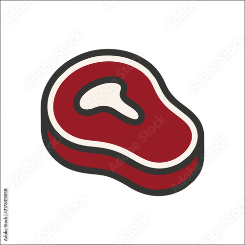 Raw beef steak cut outline illustration