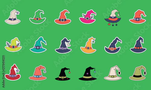 Halloween Witch Hat Sticker Collection