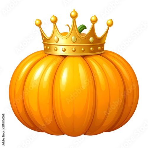 Golden Crown Adorning a Vibrant Orange Pumpkin