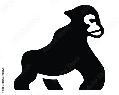 Vector illustration of a walking gorilla symbol for a logo design.