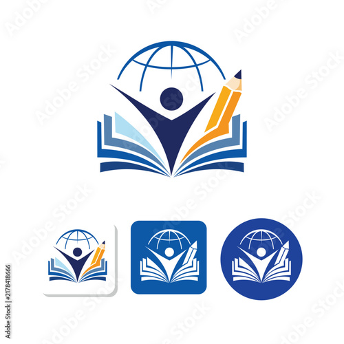 Modern Education Logo Collection with Globe, Student, Book and Pencil