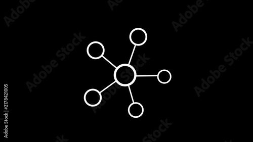 White Networking Connection Nodes With Six Connected Circles Animated Graphic On Black Background