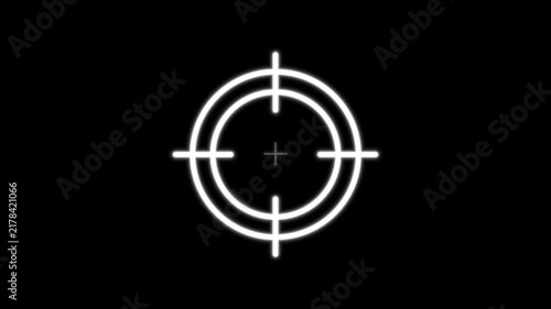 White Crosshair Target Aiming Scope Sight Icon Motion Graphic Concept on Black Background