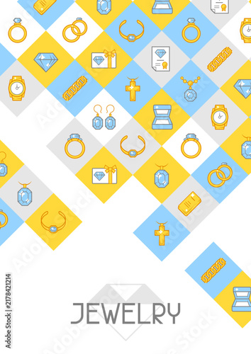 Jewelry and precious stones design. Stylized illustration. Image for jewelry shop.