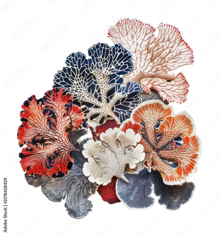 Fototapeta premium PNG Colorful coral reef illustration with ornate marine flora