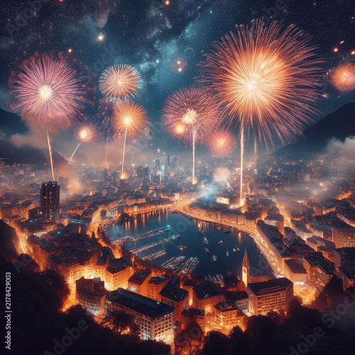fireworks over the city