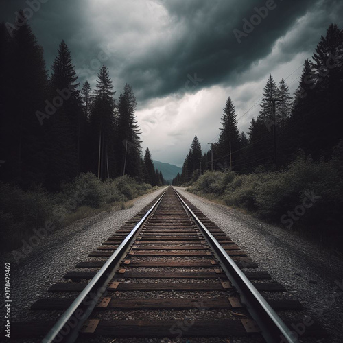 railway in the fog