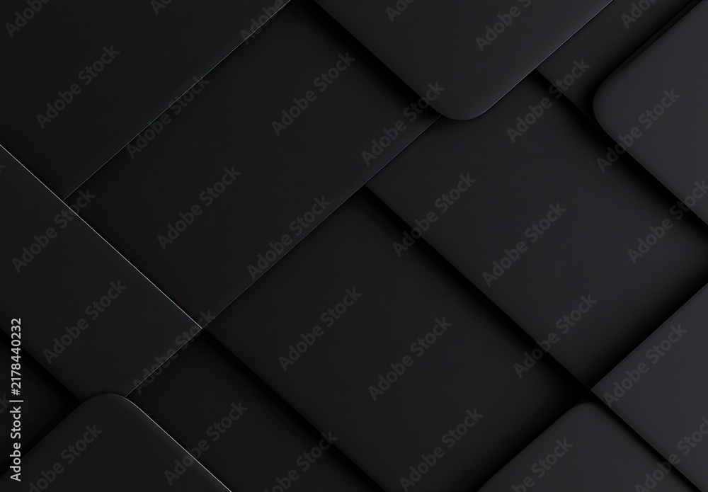 Naklejka premium Abstract, dark, textured surface with overlapping, rounded rectangular panels