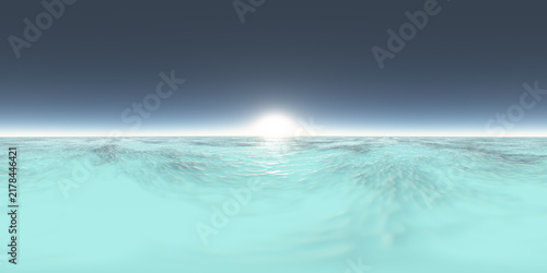 360 Grad Panorama im offenen Meer bei Sonnenaufgang